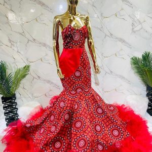 Royal Shweshwe Mermaid Gown with Tulle Flare