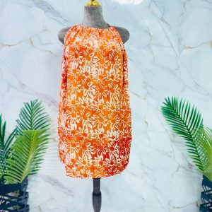 Orange & White Short Halter Dress