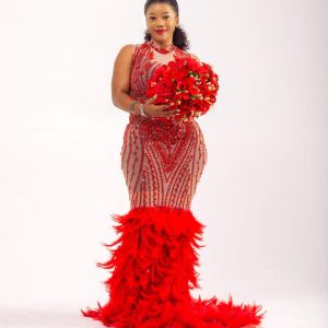 Red & Nude Couture Dress