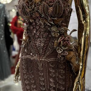 Brown Crystallised Ball Gown