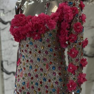 Pearled Bodycon One Shoulder Dress