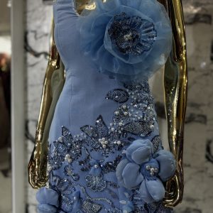 Baby Blue Flowered Formal Dress